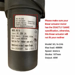 Life Easy Supply Mulin Power Recliner Motor ML16-246 Linear Actuator Compatible With Catnapper Recliner /Lift Chair/Sofa