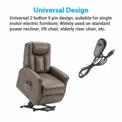 Life Easy Supply 2 Button Remote Controller For Riser Recliner Lift Chair W/ Straight Round 5 Pin Plug