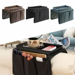 Life Easy Supply Upholstery Sofa Recliner Chair Armrest Organizer With 5 Pockets & Cup Holder Tray