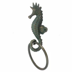 Life Easy Supply Retro Cast Iron Seahorse Towel Holder Mediterranean Style Creative Wall Mounted Towel Ring