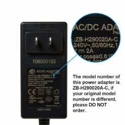 Life Easy Supply ZB-H290020A-C Power Supply For Motion Furniture 29V 2A 90° 2 Prong Plug Power Adapter