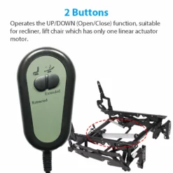 Life Easy Supply 2 Button Remote Controller For Riser Recliner Lift Chair W/ Straight Round 5 Pin Plug