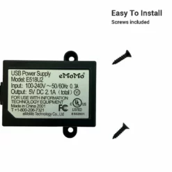 Life Easy Supply Furniture Mount Dual USB Charging Port- 5V 2A Switch & Charger