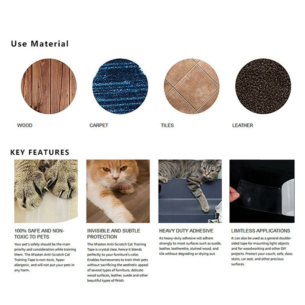 Life Easy Supply Self-adhesive Anti-Scratch Furniture Protection Tape Pet Cat Training Tape Upholstery 7 Life Easy Supply Self-adhesive Anti-Scratch Furniture Protection Tape Pet Cat Training Tape Upholstery