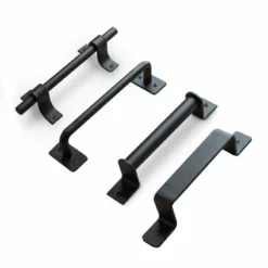 Life Easy Supply 2 Pcs Vintage Wooden Door Handle Pull Industrial StyleBlack Metal Barn Door Handle With Screws